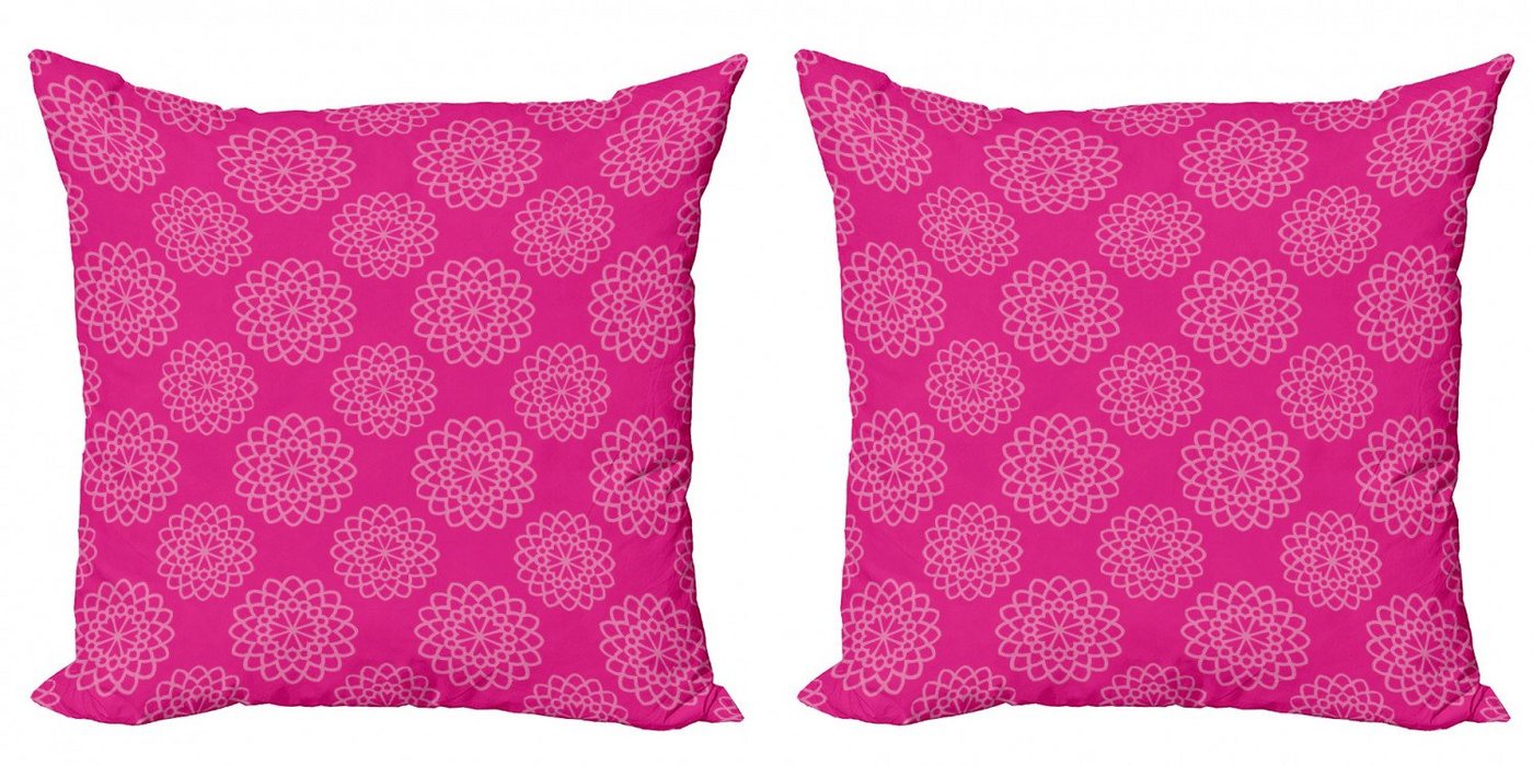 Kissenbezüge Modern Accent Doppelseitiger Digitaldruck, Abakuhaus (2 Stück), Hot Pink Geometrische Blumen-Motiv von Abakuhaus