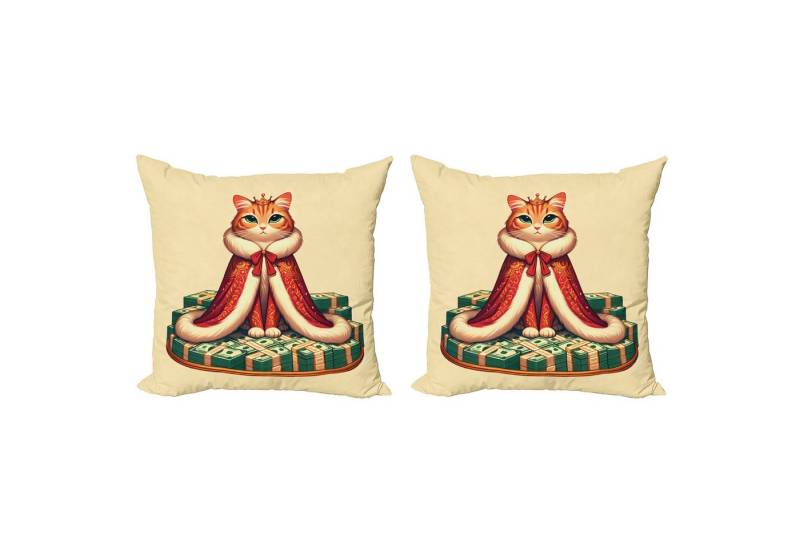 Abakuhaus Kissenbezüge Modern Accent Doppelseitiger Digitaldruck, (2 Stück), Katze Reiche Königin Kätzchen Cartoon von Abakuhaus