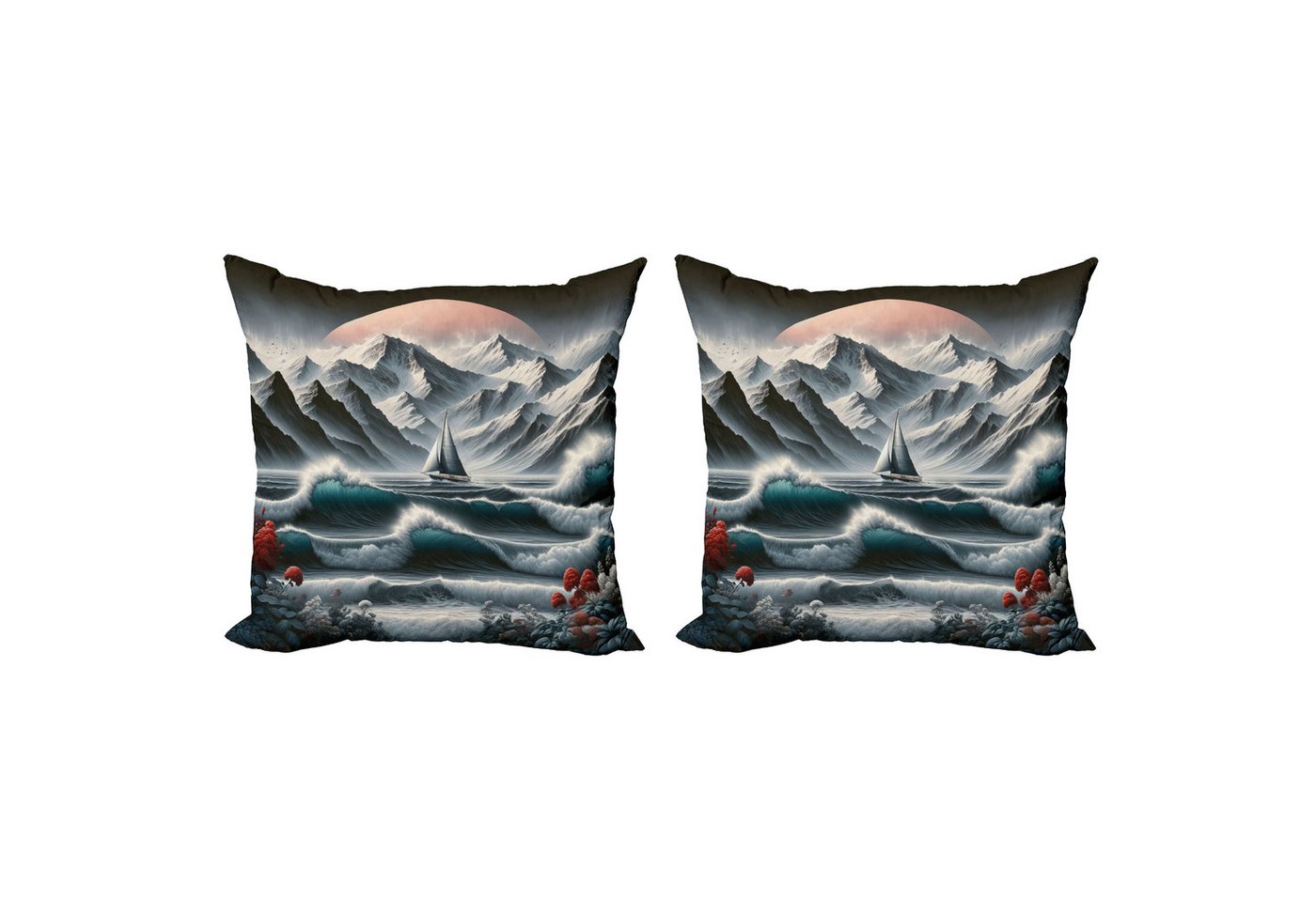Abakuhaus Kissenbezüge Modern Accent Doppelseitiger Digitaldruck, (2 Stück), Nautisch Blühende Japanische Blumen von Abakuhaus