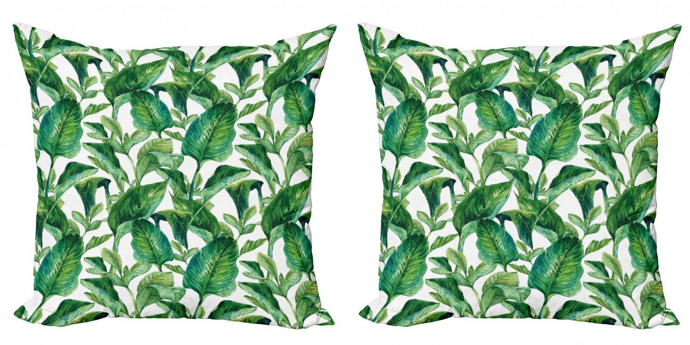Kissenbezüge Modern Accent Doppelseitiger Digitaldruck, Abakuhaus (2 Stück), Pflanze Äquatorial-Blätter von Abakuhaus