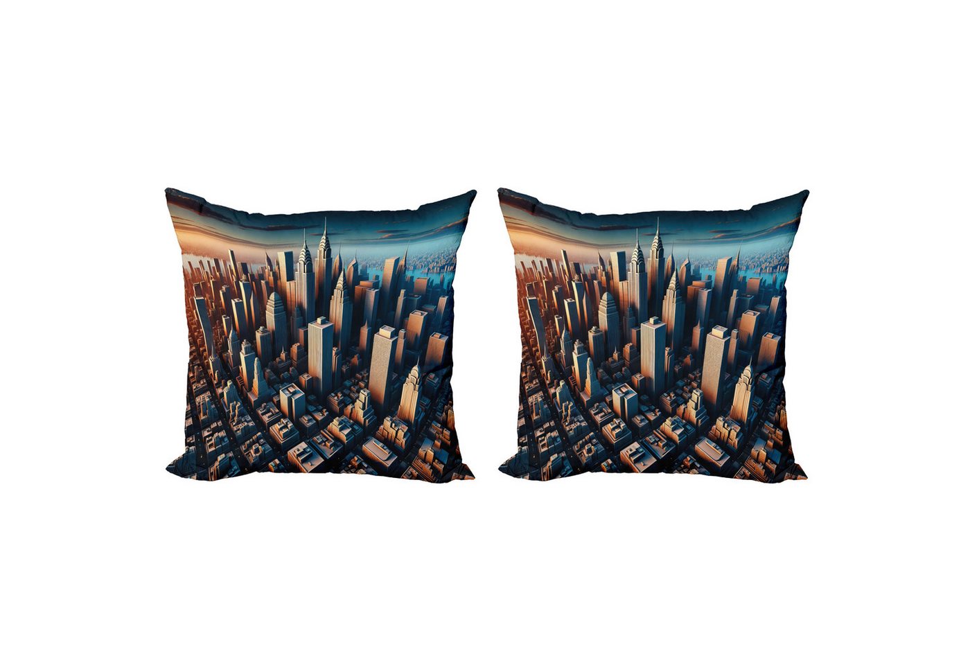 Kissenbezüge Modern Accent Doppelseitiger Digitaldruck, Abakuhaus (2 Stück), Stadtbild Manhattan Panorama Urban von Abakuhaus