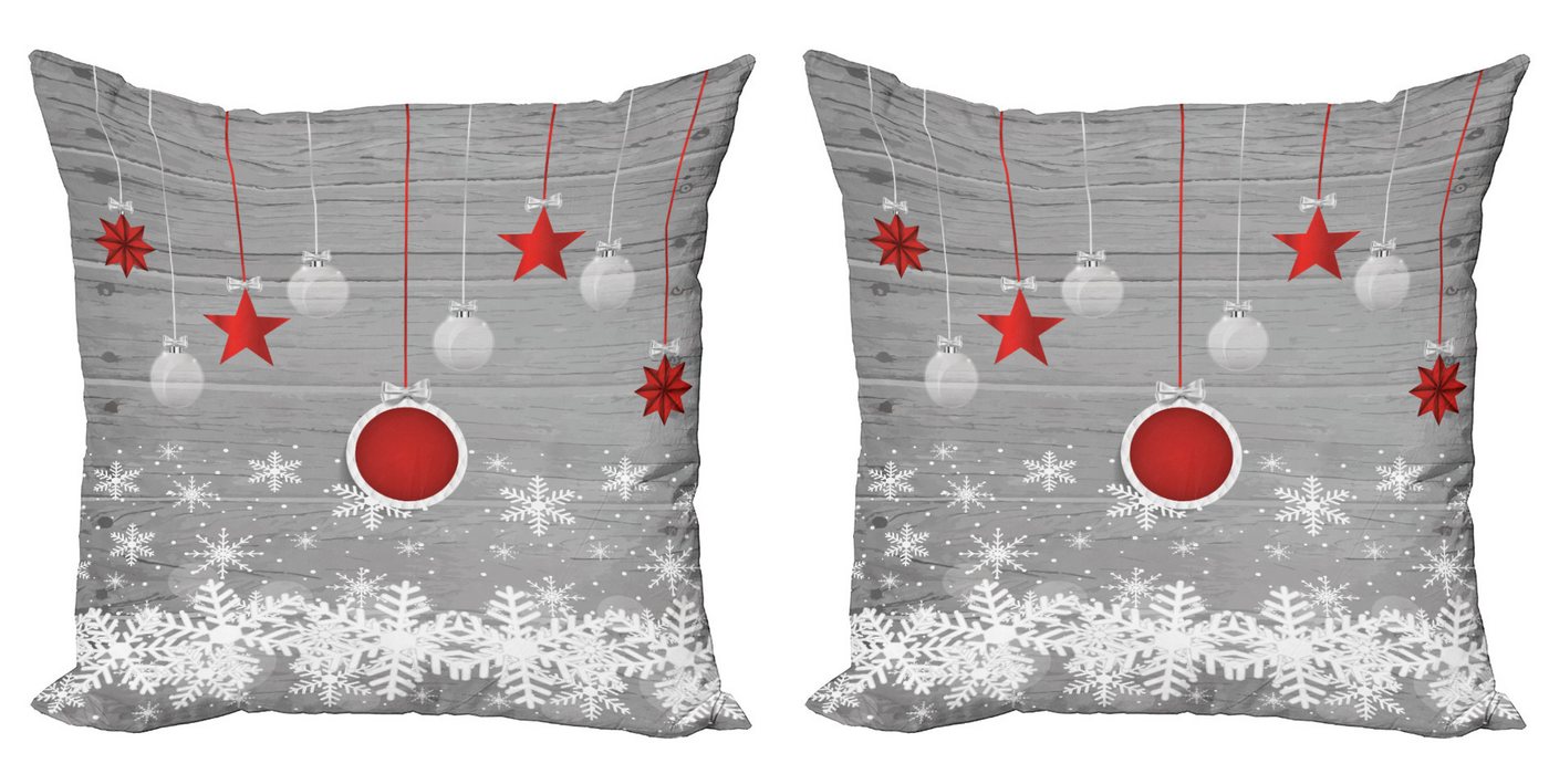Kissenbezüge Modern Accent Doppelseitiger Digitaldruck, Abakuhaus (2 Stück), Weihnachten Sterne-Flitter Schnee von Abakuhaus