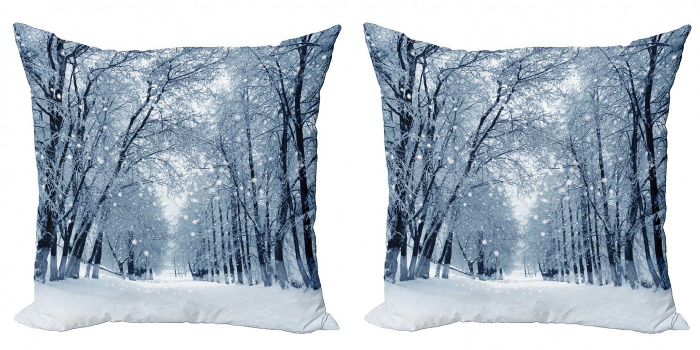 Kissenbezüge Modern Accent Doppelseitiger Digitaldruck, Abakuhaus (2 Stück), Winter Wildlife Snowy-Bäume von Abakuhaus