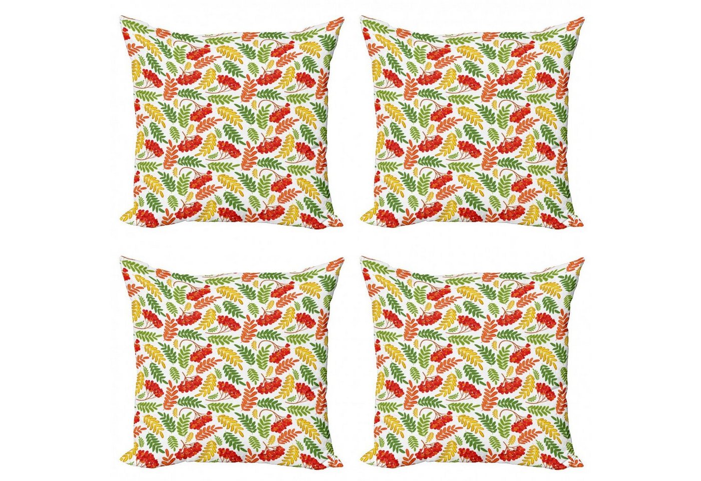Kissenbezüge Modern Accent Doppelseitiger Digitaldruck, Abakuhaus (4 Stück), Eberesche Herbstliche Flora-Muster von Abakuhaus