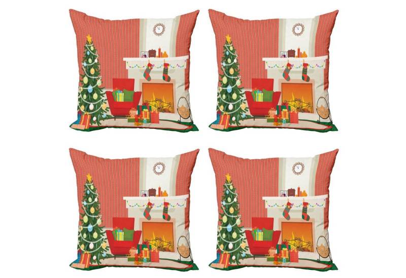 Abakuhaus Kissenbezüge Modern Accent Doppelseitiger Digitaldruck, (4 Stück), Kamin Weihnachten Wesentliche Zimmer von Abakuhaus