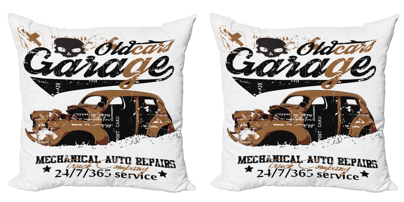 Abakuhaus Kissenbezüge Modern Accent Doppelseitiger Digitaldruck, (2 Stück), Autos Old Garage Auto-Reparatur von Abakuhaus