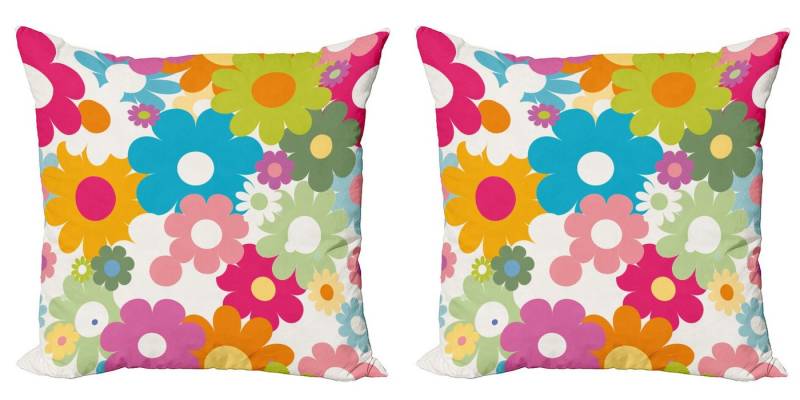 Abakuhaus Kissenbezüge Modern Accent Doppelseitiger Digitaldruck, (2 Stück), Blumen Sixties Inspiration von Abakuhaus