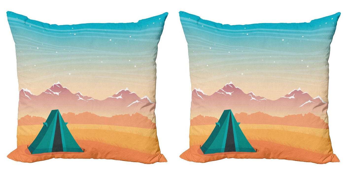 Abakuhaus Kissenbezüge Modern Accent Doppelseitiger Digitaldruck, (2 Stück), Camping Spielraum-Zelt-Berge von Abakuhaus