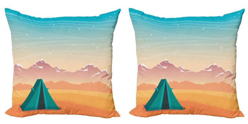 Abakuhaus Kissenbezüge Modern Accent Doppelseitiger Digitaldruck, (2 Stück), Camping Spielraum-Zelt-Berge von Abakuhaus