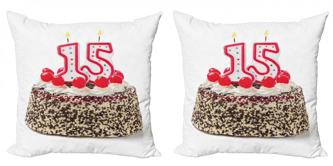 Kissenbezüge Modern Accent Doppelseitiger Digitaldruck, Abakuhaus (2 Stück), Geburtstag Kirschkuchen Kerzen von Abakuhaus