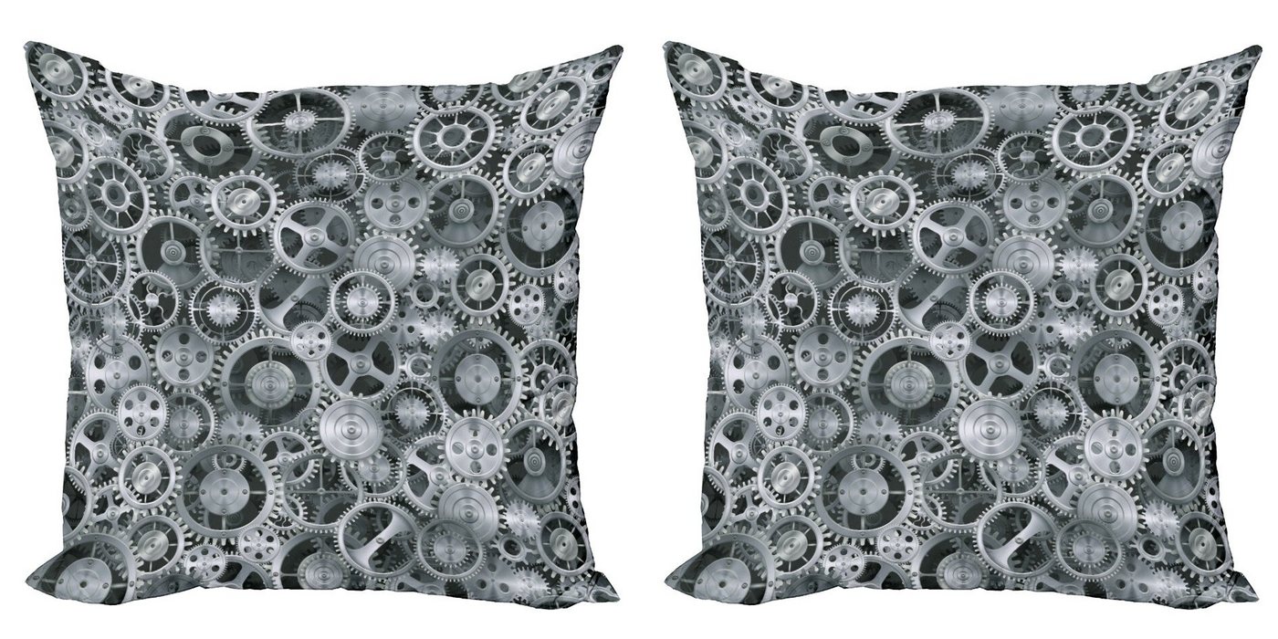 Kissenbezüge Modern Accent Doppelseitiger Digitaldruck, Abakuhaus (2 Stück), Grau Uhr Techno Pattern von Abakuhaus