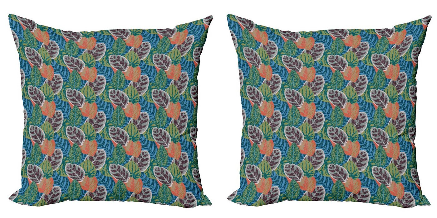Kissenbezüge Modern Accent Doppelseitiger Digitaldruck, Abakuhaus (2 Stück), Jahrgang Grunge Zimmerpflanze Blätter von Abakuhaus