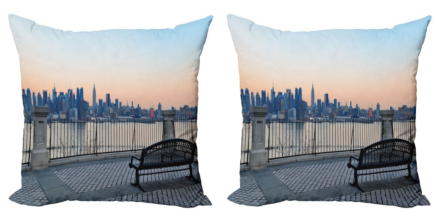 Kissenbezüge Modern Accent Doppelseitiger Digitaldruck, Abakuhaus (2 Stück), Landschaft Bank in New York City von Abakuhaus