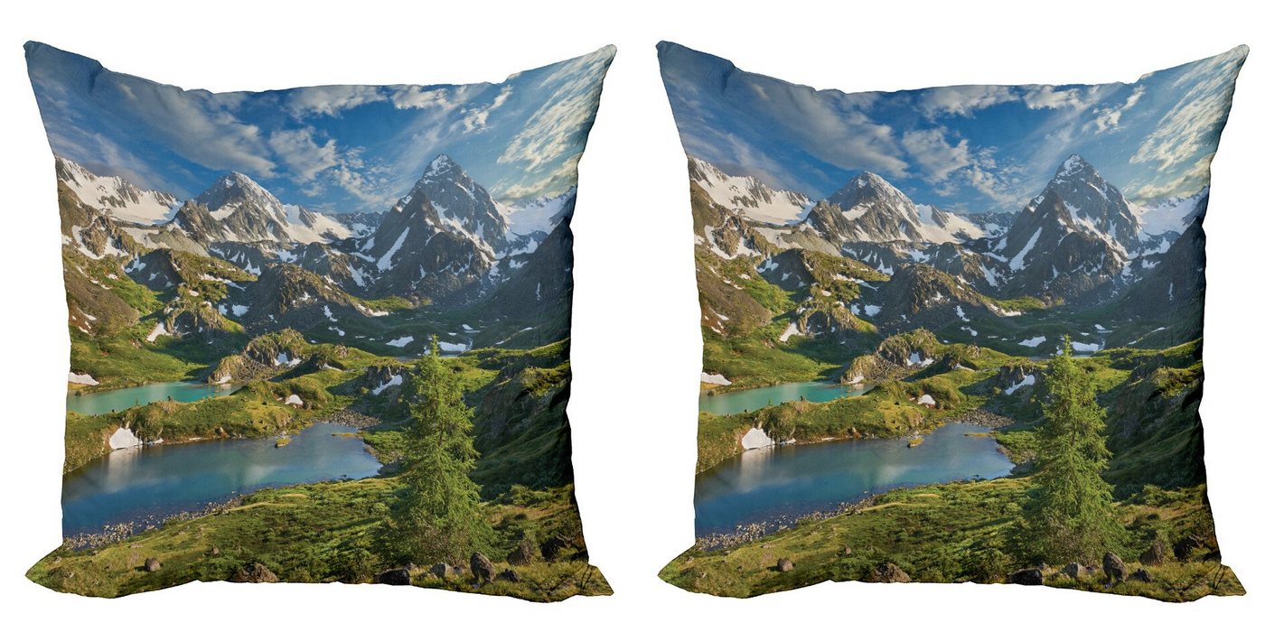 Abakuhaus Kissenbezüge Modern Accent Doppelseitiger Digitaldruck, (2 Stück), Natur Snowy Mountain Lake von Abakuhaus