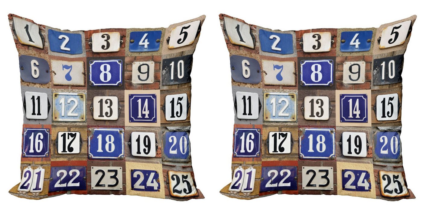 Kissenbezüge Modern Accent Doppelseitiger Digitaldruck, Abakuhaus (2 Stück), Nummer Hausnummern Collage von Abakuhaus