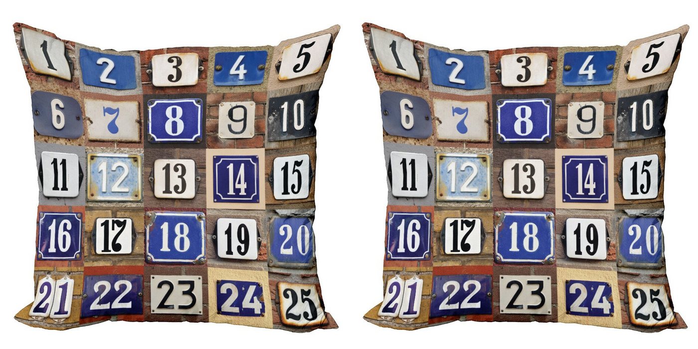 Abakuhaus Kissenbezüge Modern Accent Doppelseitiger Digitaldruck, (2 Stück), Nummer Hausnummern Collage von Abakuhaus
