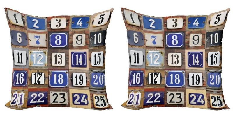 Abakuhaus Kissenbezüge Modern Accent Doppelseitiger Digitaldruck, (2 Stück), Nummer Hausnummern Collage von Abakuhaus