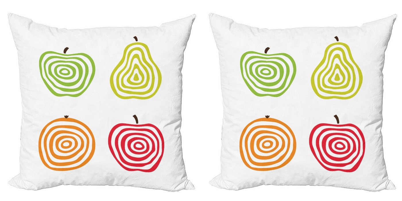 Abakuhaus Kissenbezüge Modern Accent Doppelseitiger Digitaldruck, (2 Stück), Obst Äpfel Birne und Orange Line von Abakuhaus