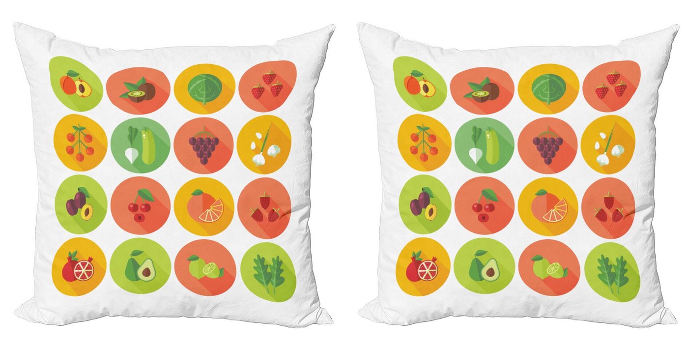 Abakuhaus Kissenbezüge Modern Accent Doppelseitiger Digitaldruck, (2 Stück), Obst Knoblauch Grape Kale Plum von Abakuhaus