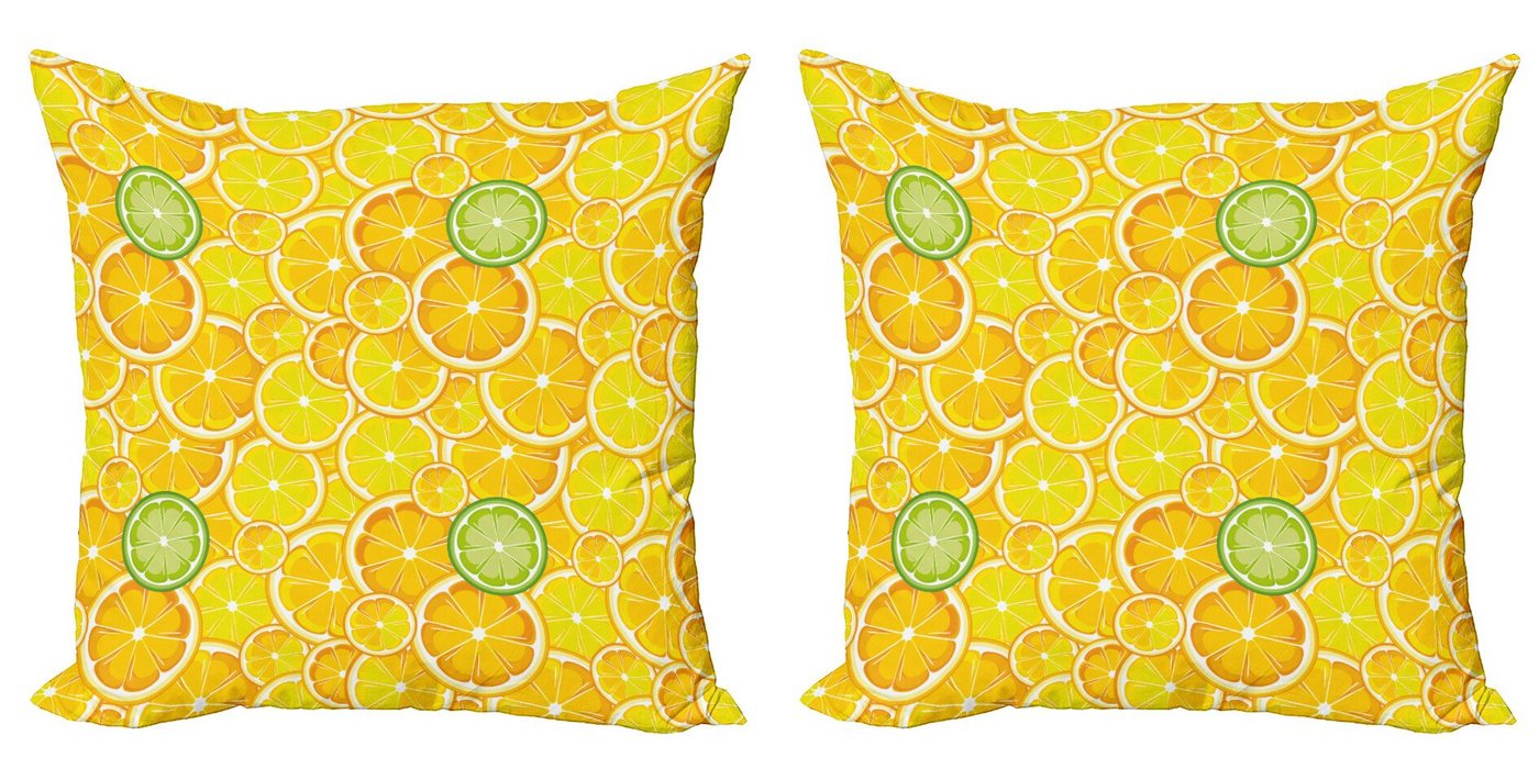 Abakuhaus Kissenbezüge Modern Accent Doppelseitiger Digitaldruck, (2 Stück), Obst Lemon orange Kreise von Abakuhaus