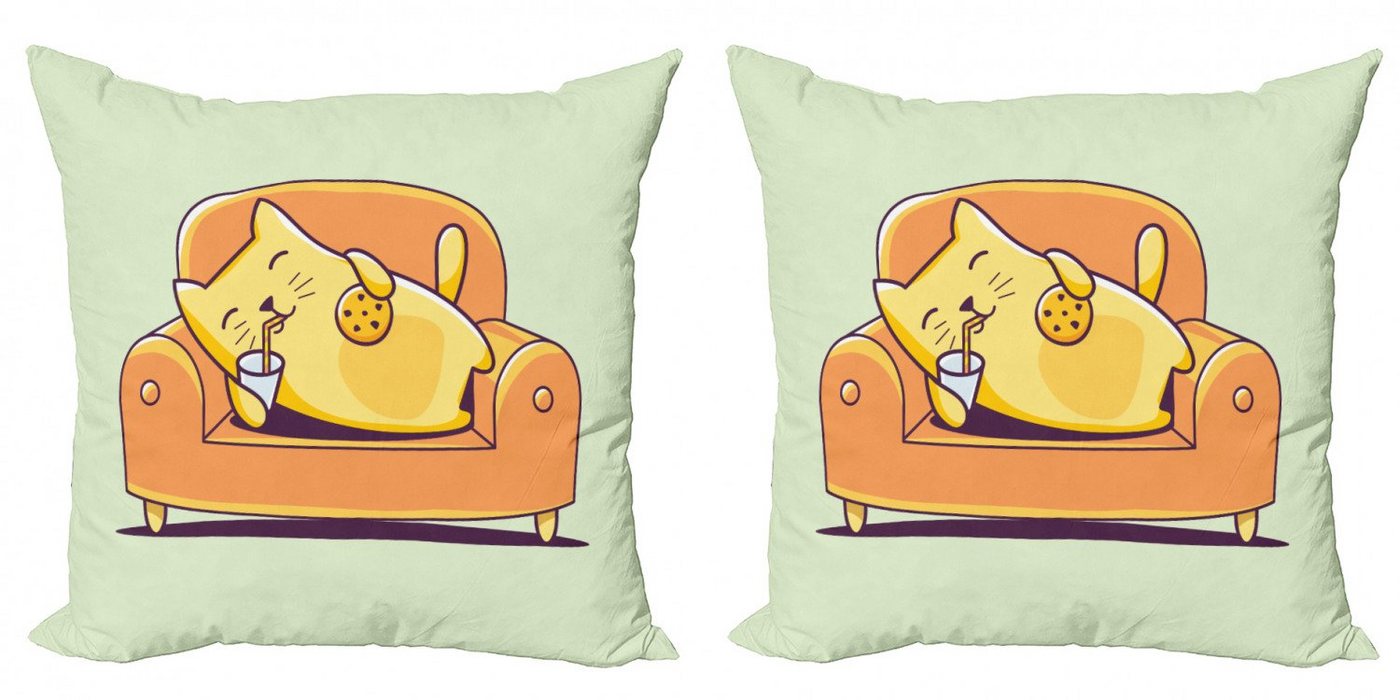 Kissenbezüge Modern Accent Doppelseitiger Digitaldruck, Abakuhaus (2 Stück), Plätzchen Kitten Verlegung auf einer Couch von Abakuhaus