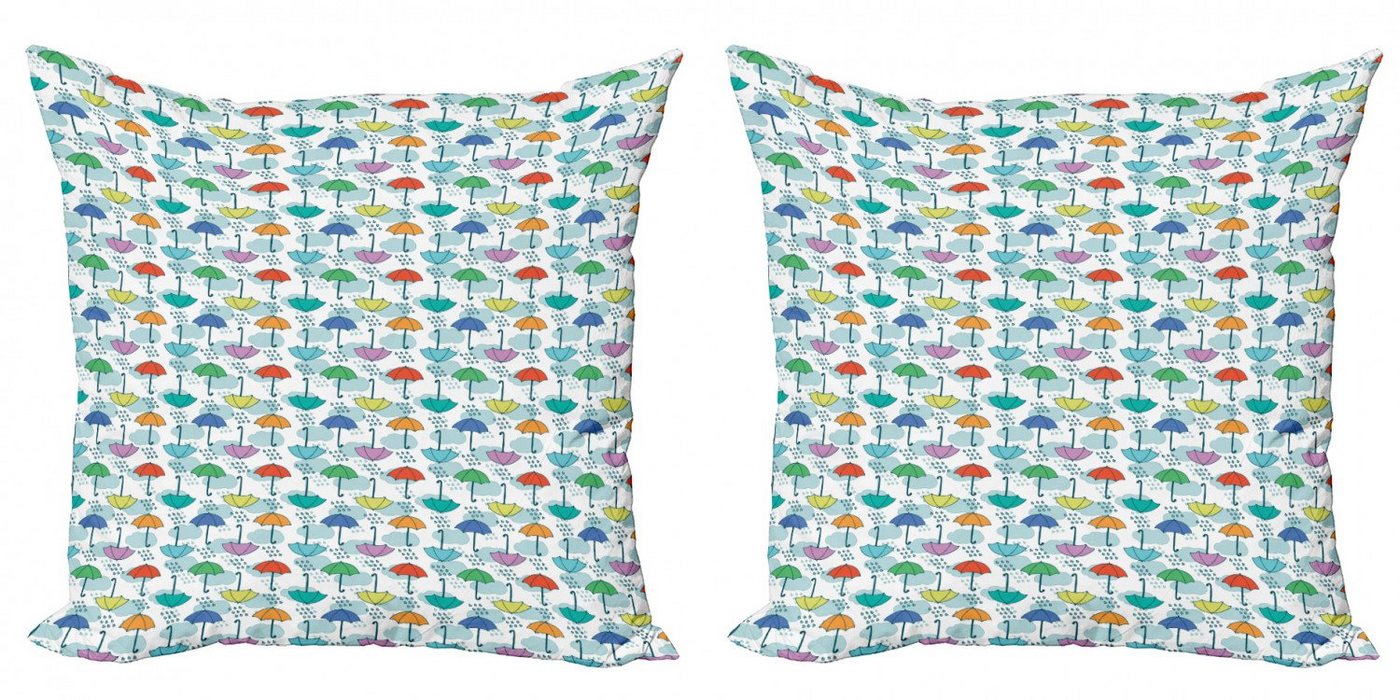 Kissenbezüge Modern Accent Doppelseitiger Digitaldruck, Abakuhaus (2 Stück), Regenschirm Sonnenschirm-Muster im Regen von Abakuhaus