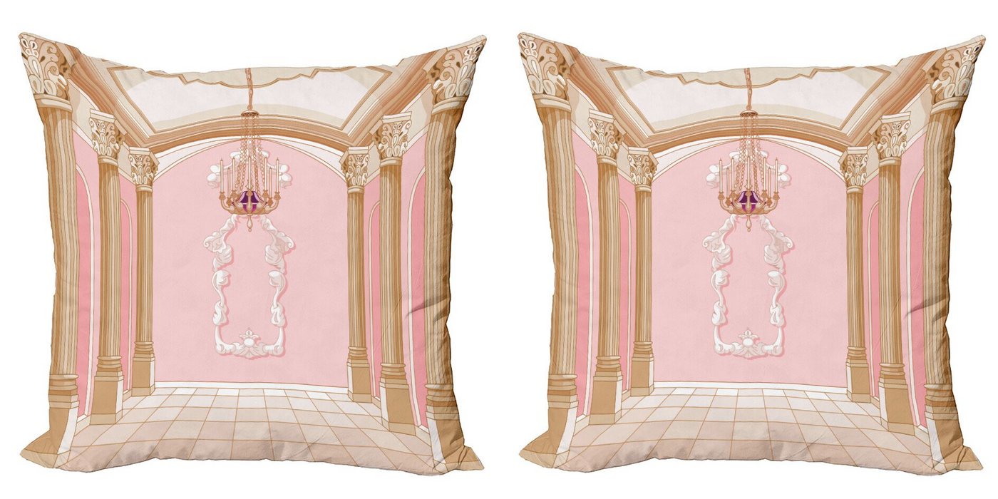 Abakuhaus Kissenbezüge Modern Accent Doppelseitiger Digitaldruck, (2 Stück), Rosa Kronleuchter Decken Castle von Abakuhaus