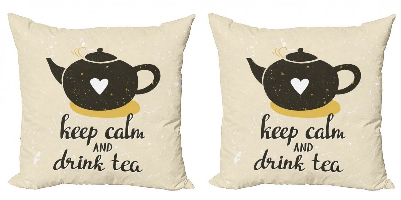 Kissenbezüge Modern Accent Doppelseitiger Digitaldruck, Abakuhaus (2 Stück), Ruhe bewahren Trinken Sie Tee Teekanne von Abakuhaus