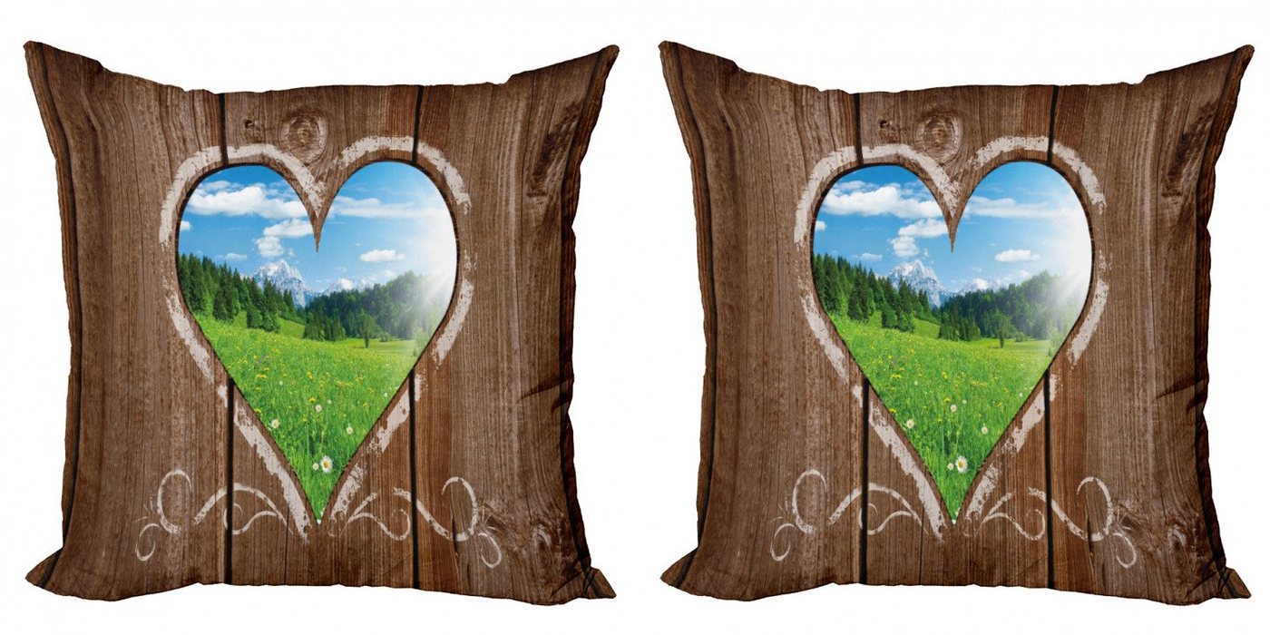 Kissenbezüge Modern Accent Doppelseitiger Digitaldruck, Abakuhaus (2 Stück), Rustik Bauernhaus kreide-Herz von Abakuhaus