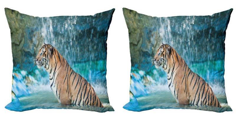 Abakuhaus Kissenbezüge Modern Accent Doppelseitiger Digitaldruck, (2 Stück), Tiger Feline Tier in Teich von Abakuhaus