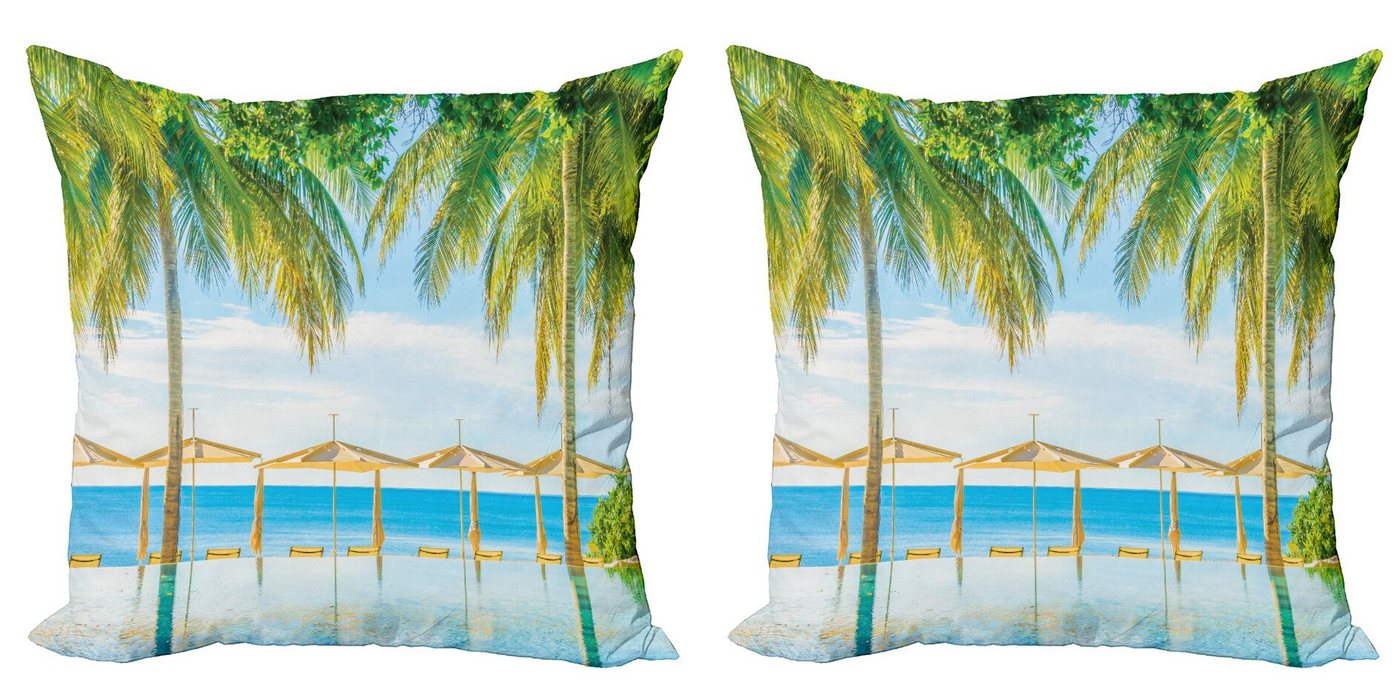 Kissenbezüge Modern Accent Doppelseitiger Digitaldruck, Abakuhaus (2 Stück), Tropisch Pool Resort Sommer von Abakuhaus