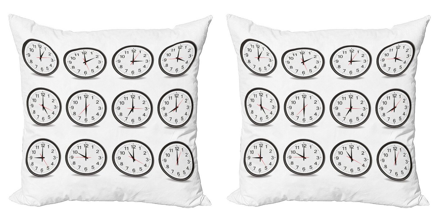 Kissenbezüge Modern Accent Doppelseitiger Digitaldruck, Abakuhaus (2 Stück), Weiß Uhren und schwarze Zahlen von Abakuhaus