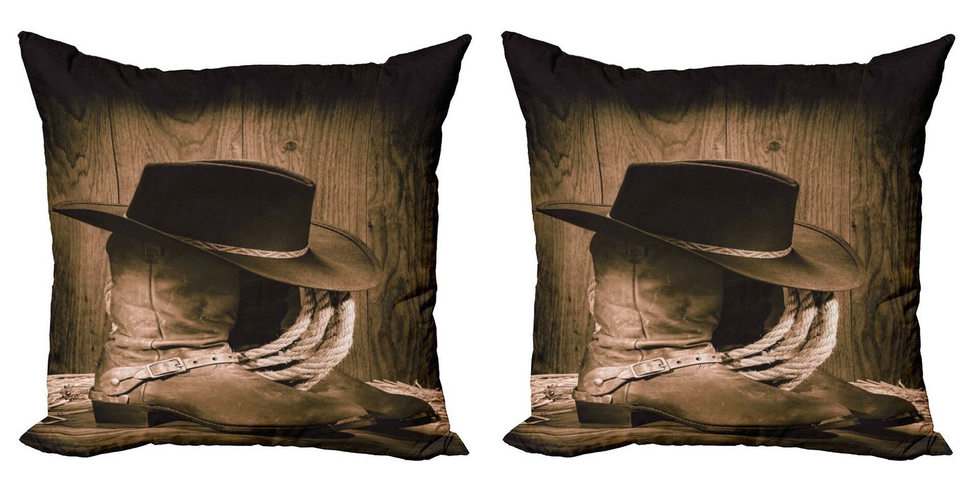 Abakuhaus Kissenbezüge Modern Accent Doppelseitiger Digitaldruck, (2 Stück), Western Wilder Cowboyhut Holz von Abakuhaus