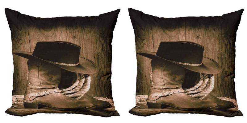 Abakuhaus Kissenbezüge Modern Accent Doppelseitiger Digitaldruck, (2 Stück), Western Wilder Cowboyhut Holz von Abakuhaus