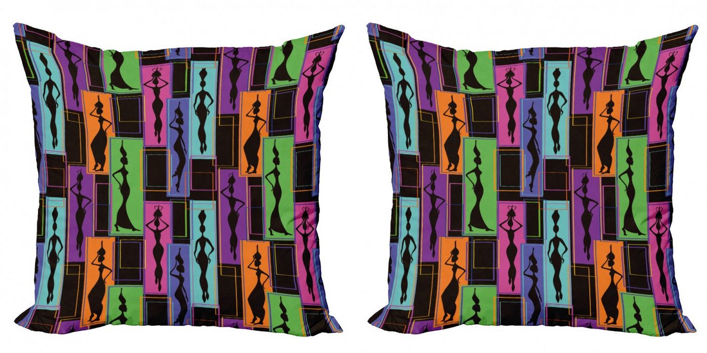 Kissenbezüge Modern Accent Doppelseitiger Digitaldruck, Abakuhaus (2 Stück), afrikanische Frau Vasen auf Heads von Abakuhaus
