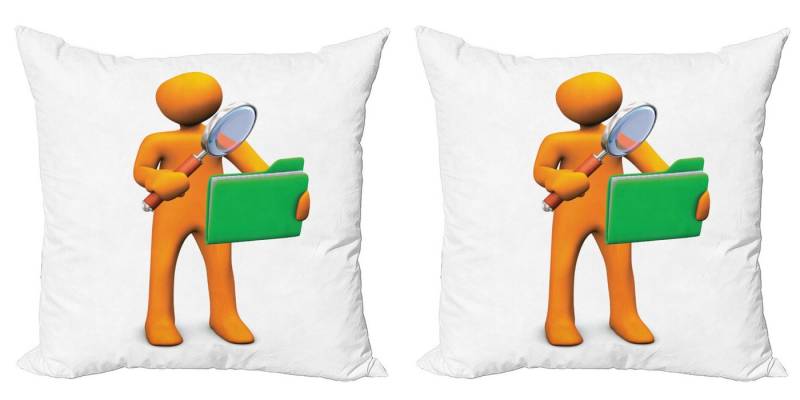 Abakuhaus Kissenbezüge Modern Accent Doppelseitiger Digitaldruck, (2 Stück), grün orange Der Mensch und Ordner von Abakuhaus