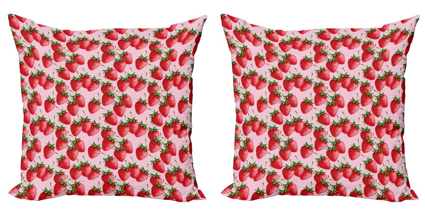 Kissenbezug »Modern Accent Doppelseitiger Digitaldruck«, Abakuhaus (2 Stück), rot Saftige Erdbeeren Obst von Abakuhaus