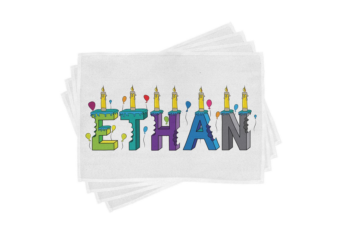 Abakuhaus Platzset Waschbare Stoff Esszimmer Küche Tischdekorations Digitaldruck, (4-teilig, 4-St., Set aus 4x), Ethan Kerzen Ballon von Abakuhaus