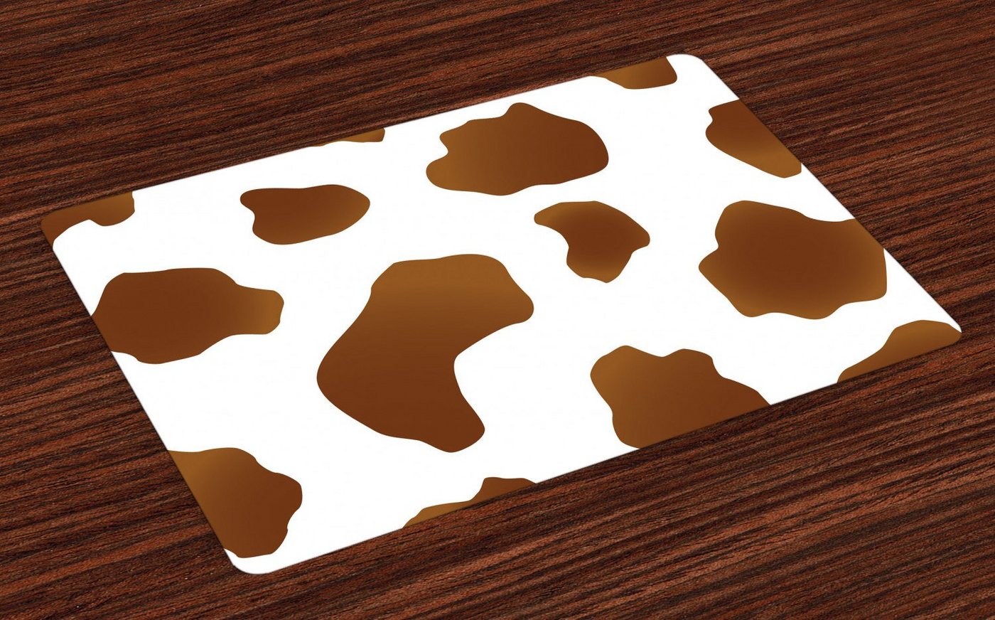 Platzset, Waschbare Stoff Esszimmer Küche Tischdekorations Digitaldruck, Abakuhaus, (4-teilig, 4 Teilig-St., Set aus 4x), Kuh-Druck Brown Spots auf Cow von Abakuhaus