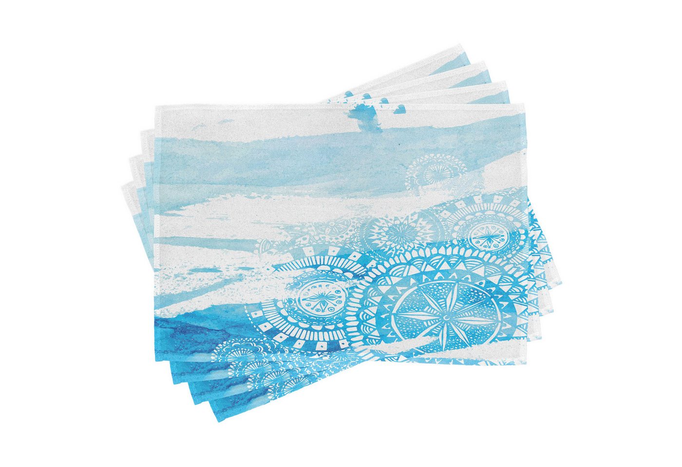 Abakuhaus Platzset Waschbare Stoff Esszimmer Küche Tischdekorations Digitaldruck, (4-teilig, 4-St., Set aus 4x), Vintage Blue Pinsel streichelte Spitze von Abakuhaus