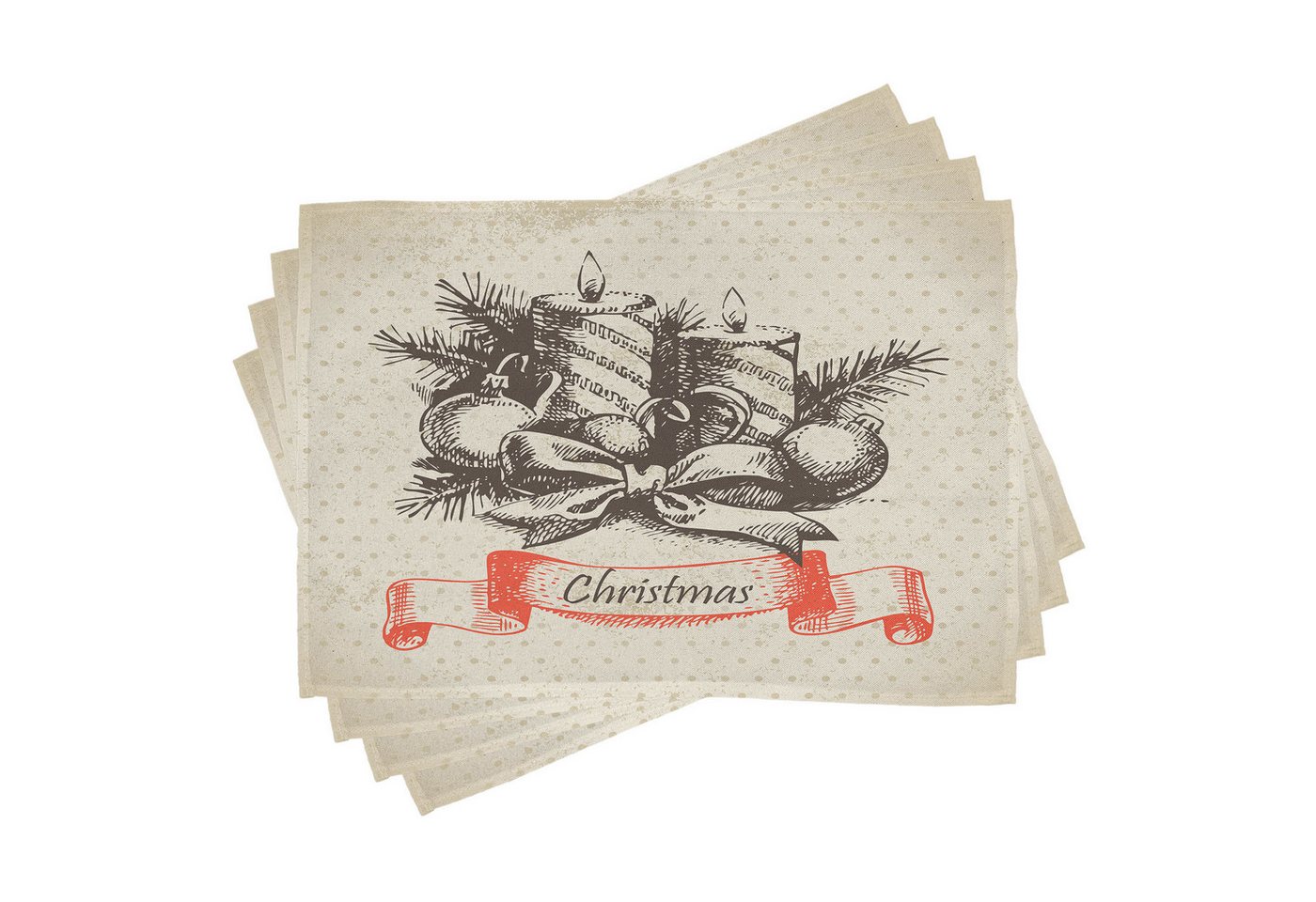 Abakuhaus Platzset Waschbare Stoff Esszimmer Küche Tischdekorations Digitaldruck, (4-teilig, 4-St., Set aus 4x), Weihnachten Kerzen Tupfen von Abakuhaus