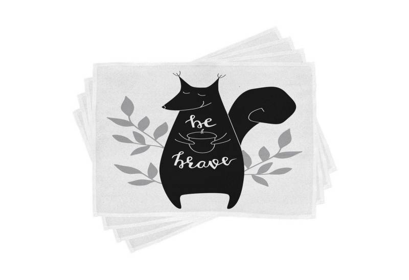 Abakuhaus Platzset Waschbare Stoff Esszimmer Küche Tischdekorations Digitaldruck, (4-teilig, 4-St., Set aus 4x), Eichhörnchen Be Brave Worte Inspiration von Abakuhaus