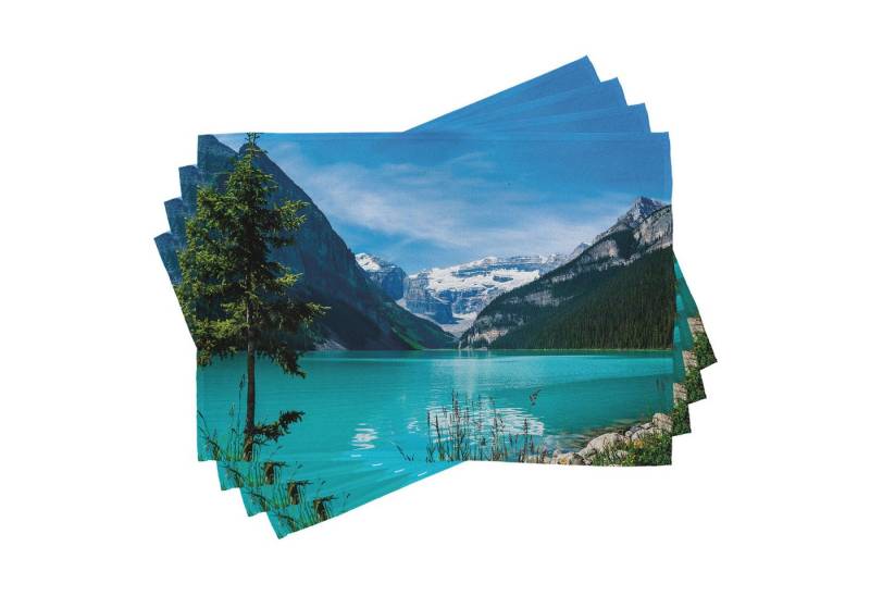 Abakuhaus Platzset Waschbare Stoff Esszimmer Küche Tischdekorations Digitaldruck, (4-teilig, 4-St., Set aus 4x), Nationalpark Lake Louise in Kanada von Abakuhaus