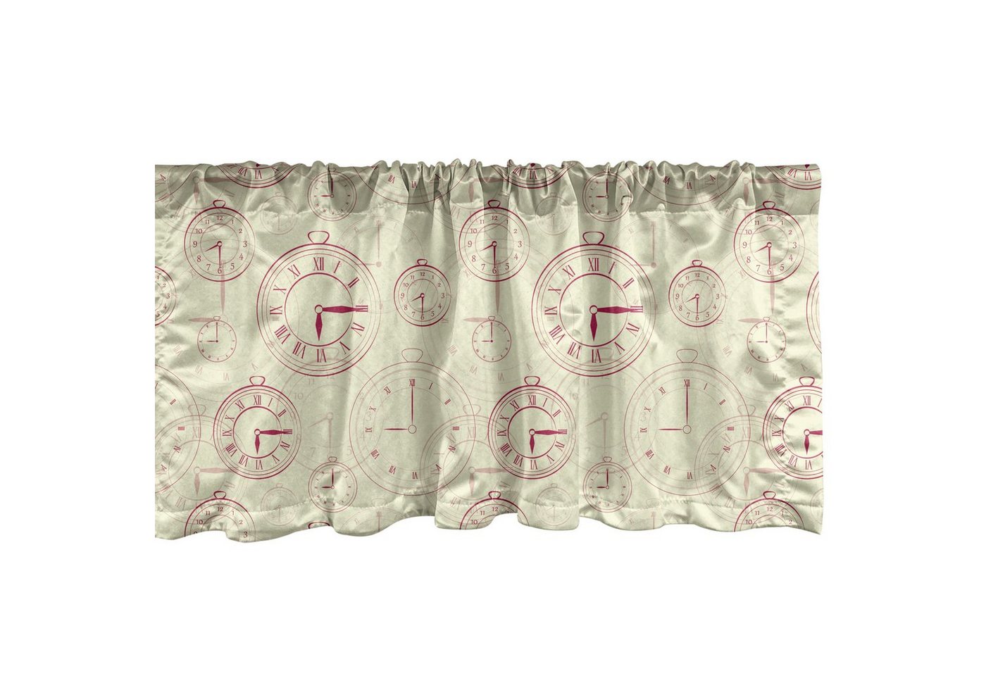 Abakuhaus Scheibengardine Vorhang Volant für Küche Schlafzimmer Dekor mit Stangentasche, Microfaser, Jahrgang Roman Ziffern auf einer Uhr von Abakuhaus