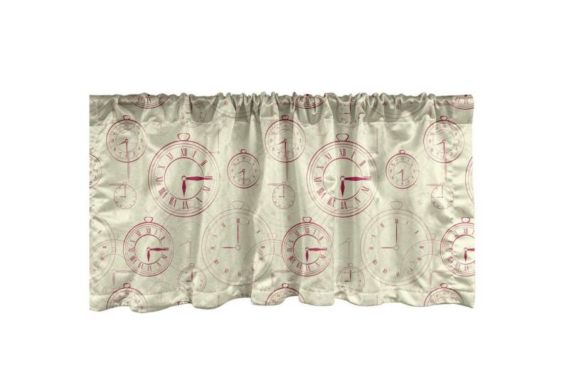 Abakuhaus Scheibengardine Vorhang Volant für Küche Schlafzimmer Dekor mit Stangentasche, Microfaser, Jahrgang Roman Ziffern auf einer Uhr von Abakuhaus
