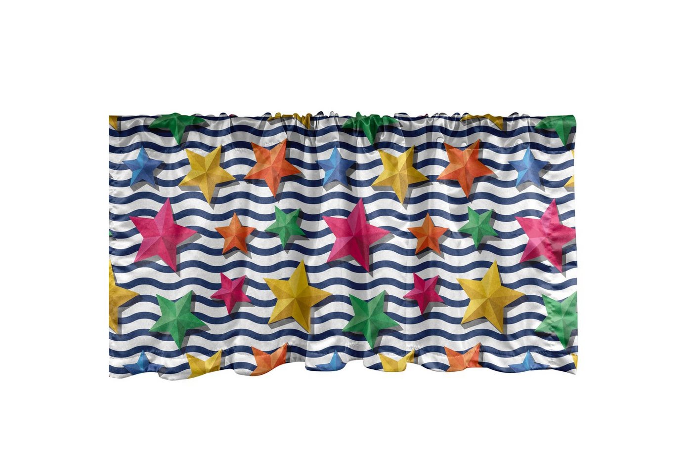 Scheibengardine »Vorhang Volant für Küche Schlafzimmer Dekor mit Stangentasche«, Abakuhaus, Nautisch 3D Sterne gewellte Streifen von Abakuhaus