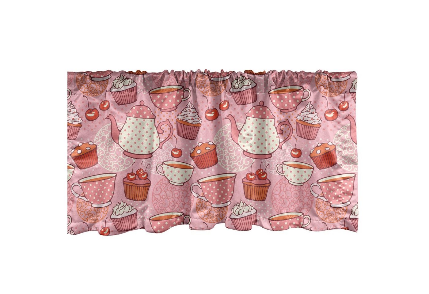 Abakuhaus Scheibengardine Vorhang Volant für Küche Schlafzimmer Dekor mit Stangentasche, Microfaser, Punktmuster Teekannen Cups Cakes Abakuhaus Scheibengardine Vorhang Volant für Küche Schlafzimmer Dekor mit Stangentasche, Microfaser, Punktmuster Teekannen Cups Cakes von Abakuhaus