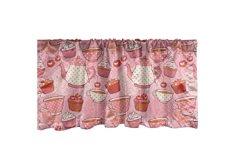 Abakuhaus Scheibengardine Vorhang Volant für Küche Schlafzimmer Dekor mit Stangentasche, Microfaser, Punktmuster Teekannen Cups Cakes von Abakuhaus