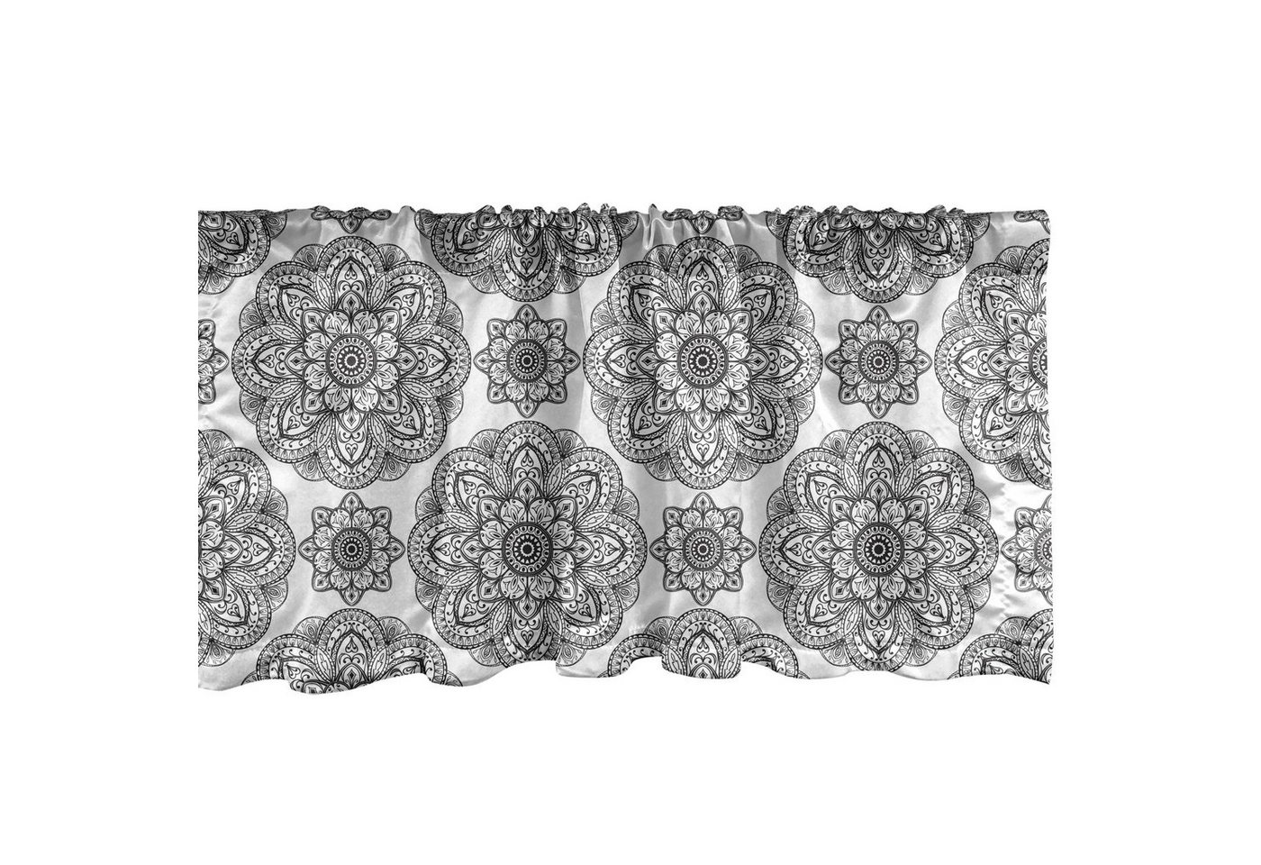 Abakuhaus Scheibengardine Vorhang Volant für Küche Schlafzimmer Dekor mit Stangentasche, Microfaser, Mandala Monochrom Östlich Blumig von Abakuhaus