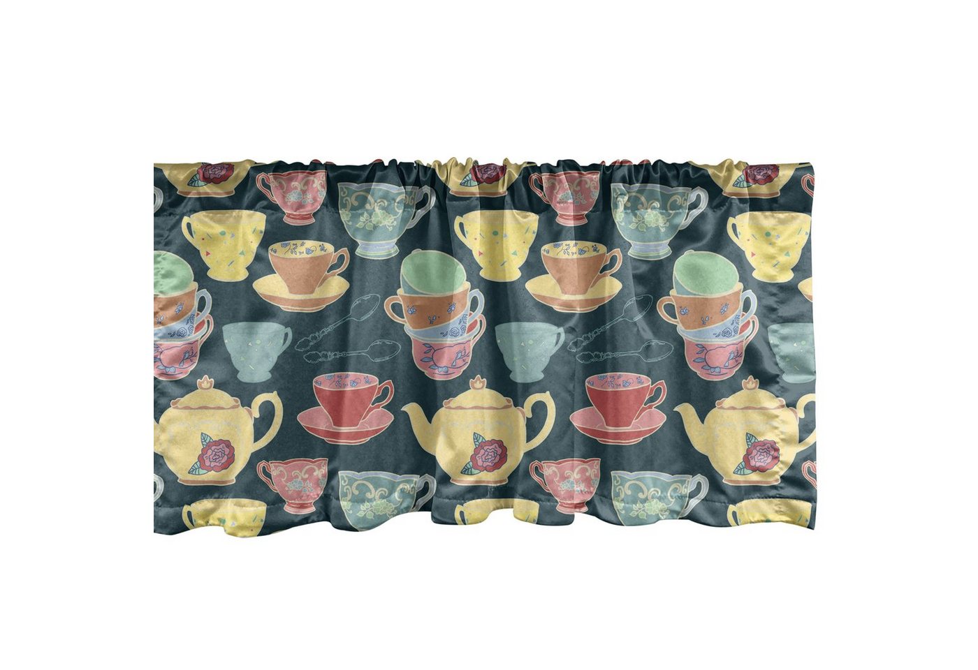 Abakuhaus Scheibengardine Vorhang Volant für Küche Schlafzimmer Dekor mit Stangentasche, Microfaser, Tee-Party Vintage Teekannen und Tassen Abakuhaus Scheibengardine Vorhang Volant für Küche Schlafzimmer Dekor mit Stangentasche, Microfaser, Tee-Party Vintage Teekannen und Tassen von Abakuhaus